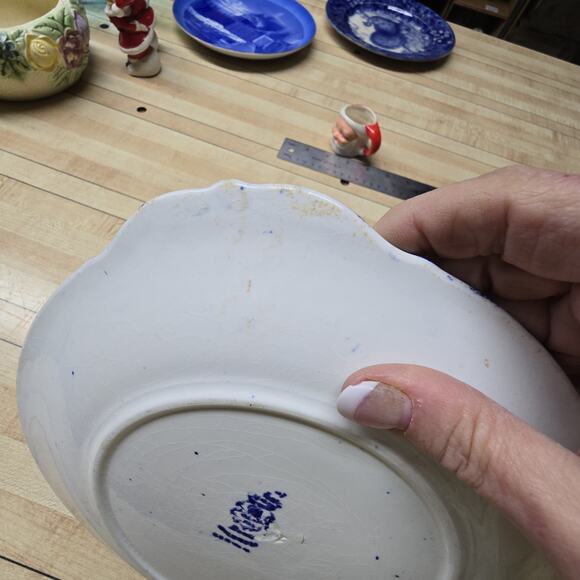 Antique Vintage Royal Bonn Blue Serving Plate Franz Anton Mehlem Bonn Germany - Picture 5 of 8